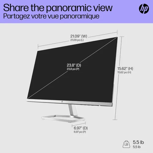 Miniatura 5 de HP Monitor serie 5 524sf 94C17AA#ABA (reemplaza a M24f) Pantalla FHD IPS (1920x1080) de 24 pulgadas, 1 HDMI, 1 x VGA, sin parpadeo, ideal