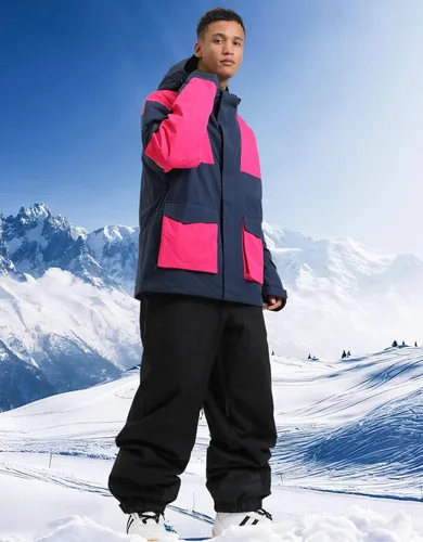 Miniatura 38 de GSOU SNOW Chaqueta de esquí para hombre, abrigo de nieve para snowboard, cálido, invierno, impermeable, con capucha