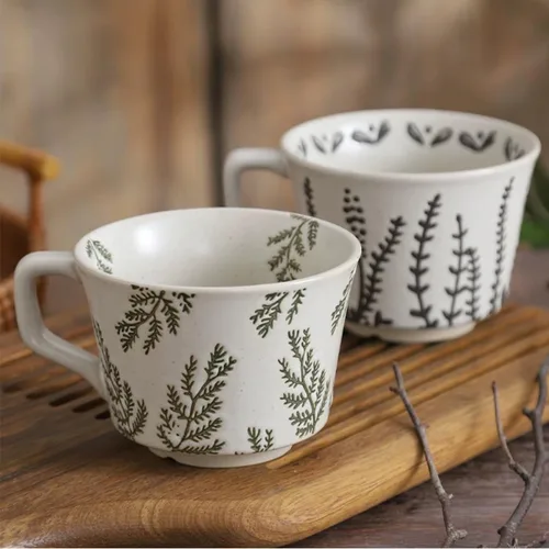 Miniatura 2 de Taza de cerámica, 11 oz - Tazas vintage para café, leche, café con leche, capuchino, té, tazas de porcelana aptas para lavavajillas, microondas