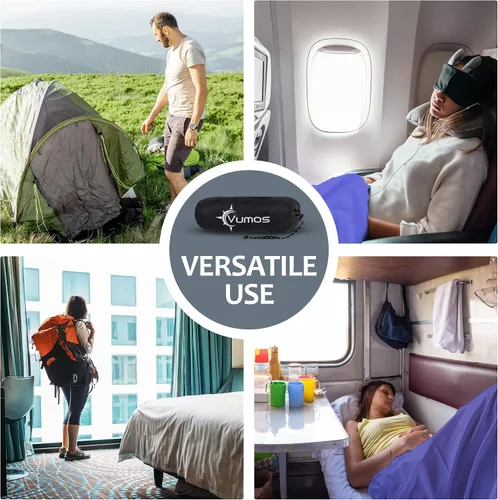 Miniatura 6 de Forro para saco de dormir y sábana de campamento, material similar a la seda para viajes, tiene cremallera de longitud completa