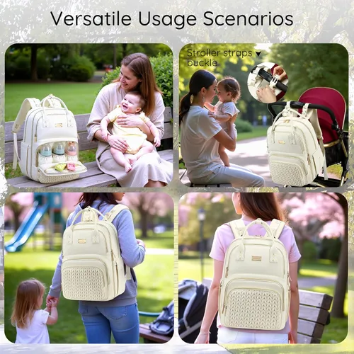 Miniatura 3 de Mochila para pañales, grande, multifuncional, para niños, niñas y bebés, bolsa esencial de viaje con cambiador, bolsillos aislados, correas