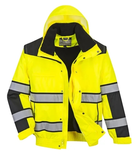 Portwest UC466 - Chaqueta reflectante de alta visibilidad para hombre, color amarillo/negro, talla S