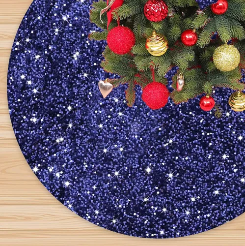 Miniatura 11 de FANPROMS Falda de árbol de Navidad rosa intenso con lentejuelas de 21 pulgadas, faldas de terciopelo de doble cara para árbol de Navidad de mesa
