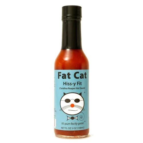 Fat Cat Gourmet - Salsa picante "Hiss-y Fit" Carolina Reaper | Salsa picante fuerte | Para alas, sopas, sándwiches, pizza, tacos | Extra caliente |