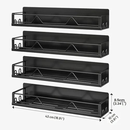 Miniatura 7 de Mystozer Estante magnético para especias de gran capacidad de 16.9 pulgadas de ancho para refrigerador, paquete de 4 estantes de metal para Negro