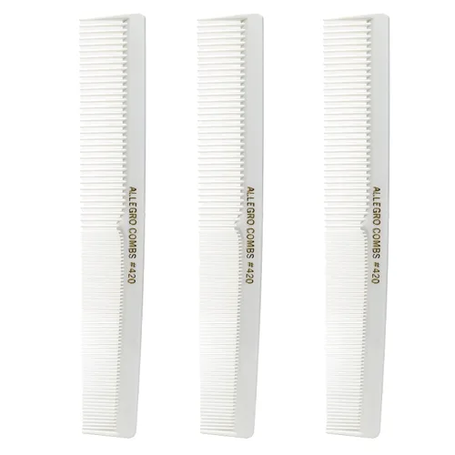 Allegro Combs Peines de corte para peluqueros 420, peine para barba, bigote, para hombres, mujeres, niños pequeños, trenzados, separación del Blanco