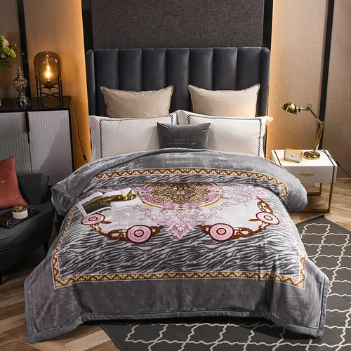 Manta de felpa de visón coreano, tamaño King asiático, 80 x 90 pulgadas, manta de forro polar pesado de 9 libras, sedosa suave y cálida de 2 capas, H