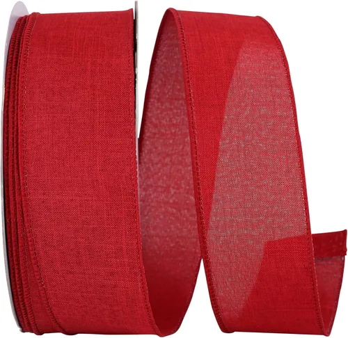 Miniatura 62 de Cinta Reliant Ribbon 92573W-031-09K para borde con alambre Everyday Linen Value, 1-1/2 pulgadas x 50 yardas, color negro