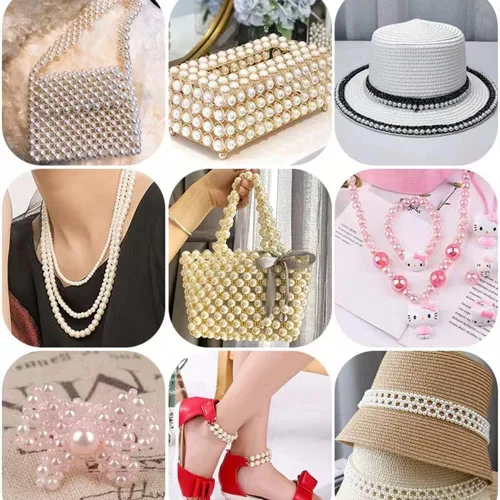 Miniatura 6 de Cuentas de perlas, 300 perlas artesanales de 0.315 pulgadas redondas espaciadoras para aretes, pulseras, collares, llaveros, joyería, manualidades