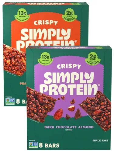 Miniatura 18 de Simply Protein - Barras crujientes de canela y nuez - Barras de proteínas a base de plantas - Bajo en carbohidratos, bajo en azúcar, alta fibra