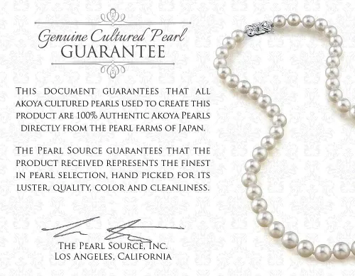 Miniatura 5 de THE PEARL SOURCE Collar con colgante de estrella fugaz de perlas cultivadas de agua salada Akoya blanca genuina de 0.315-0.354 in para mujer, Perla