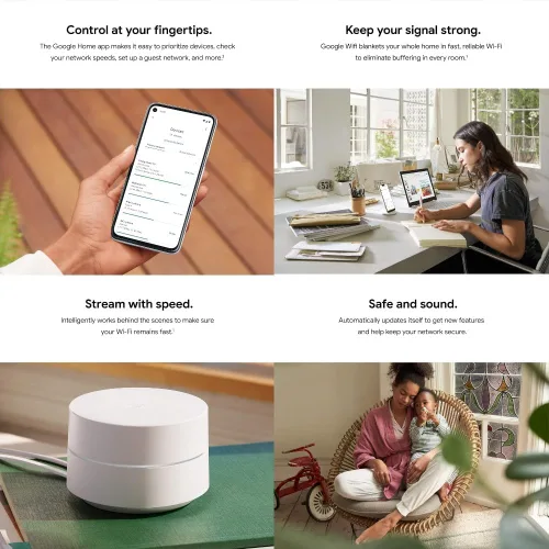 Miniatura 2 de Google WiFi AC1200 - Sistema WiFi de malla - Enrutador WiFi - Cobertura de 1500 pies cuadrados - Embalaje no minorista - Nieve