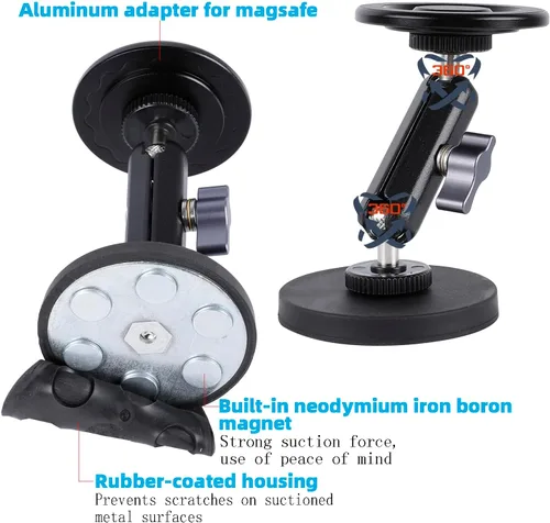 Miniatura 3 de Soporte magnético para teléfono MagSafe, soporte magnético dual para teléfono para gimnasio fijado a superficie de metal, compatible con iPhone 16