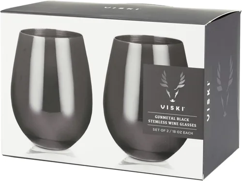 Miniatura 9 de Viski Copas de vino de acero inoxidable Gunmetal, vasos de vino modernos, copas elegantes para vinos tintos y blancos, regalos de boda, vacaciones
