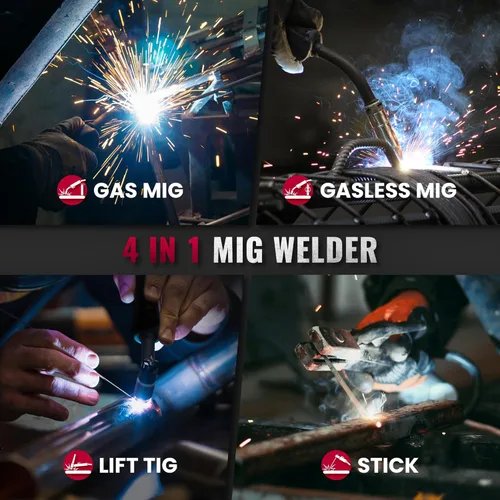Miniatura 2 de bestarc 145Amp Soldador MIG, 110V 220V Soldador de núcleo de flujo MIG/Lift TIG/Stick Máquina soldadora 4 en 1, Máquina de soldadura con gran