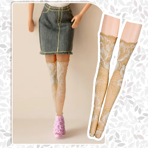 Miniatura 6 de Sotiff 10 pares de medias de encaje para muñeca hechas a mano, calcetines largos de Navidad, accesorios para muñecas de Navidad, leggings para ropa