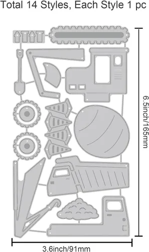 Miniatura 2 de GLOBLELAND Troqueles de corte para automóviles y camiones para hacer tarjetas, grúa y cisterna, troqueles para manualidades, álbumes de recortes