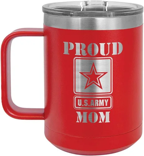 Miniatura 13 de PROUD ARMY MOM BLACK Taza de café de 15 oz con tapa deslizante Taza de café de viaje aislada Ideas de regalos del día de la madre de hijo o hija