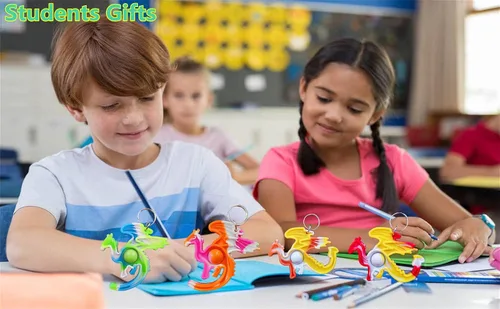 Miniatura 4 de Paquete de 30 mochilas a granel de Dragon Raptor, mini llavero de arco iris, juguetes de burbujas para niños, niños, estudiantes, profesores