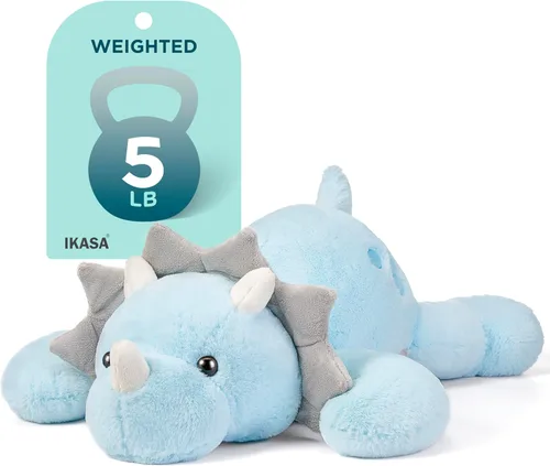 IKASA Animal de Peluche con Peso de Dinosaurio Triceratops de 5 libras, Juguetes Suaves Gigantes Grandes Jumbo de 30 pulgadas, Tamaño Enorme Lindo