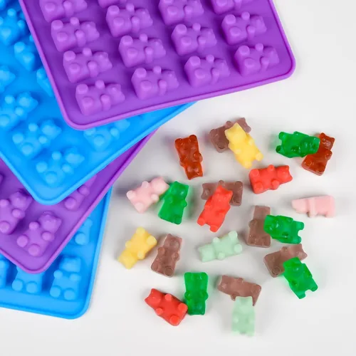 Miniatura 2 de Moldes de Gomitas de Oso de Silicona para Dulces – Moldes de Gomitas de Chocolate de Tamaño Mini con 2 Goteros de Silicona Antiadherente de Grado