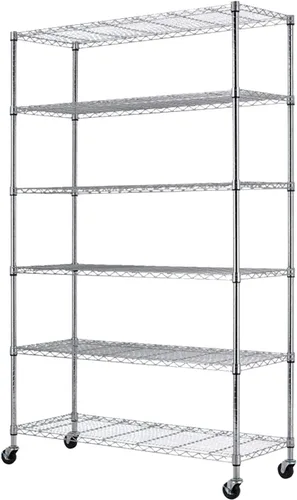 Miniatura 8 de Estantería de alambre de capacidad mejorada de 6000 libras, estantes de almacenamiento de 6 niveles, estantes de metal certificados por la NSF