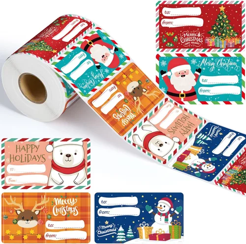 Miniatura 9 de Outus 500 Piezas Etiquetas de Navidad Autoadhesivas Etiquetas de Regalo para Regalos de Navidad Etiquetas de Nombre de Navidad Pegatinas para Papel
