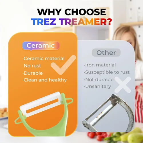 Miniatura 7 de Trez Treamer Juego de 6 peladores de verduras con hoja afilada, pelador de manzana de cerámica, patatas y pelador de papas, pelador de verduras