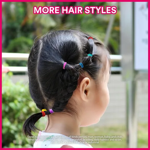Miniatura 8 de Teenitor 2000 ligas para el pelo de niños pequeños, bandas elásticas de goma para el pelo de bebé, lazos para el pelo multicolor para niñas B