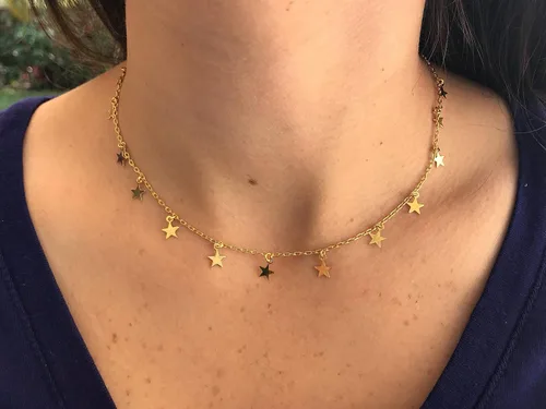 Miniatura 3 de Long tiantian Gargantilla de estrella dorada para mujer, gargantilla simple para adolescentes y niñas, Cobre, otro