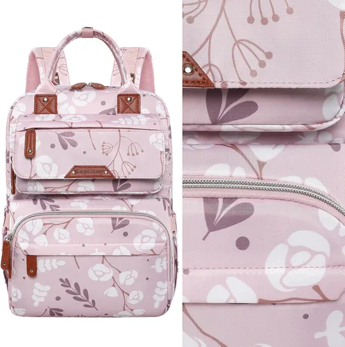 Miniatura 8 de Mochila para pañales para bebé niña, bolsa de pañales impermeable multifunción para mamá y papá, bolsas de pañales grandes rosas florales para bebé