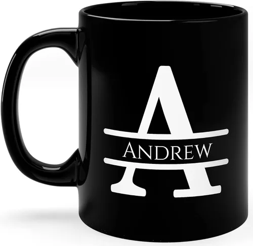 Taza de café personalizada con monograma, letra inicial A personalizada para mujeres, hombres, niñas, niños, papás, mamás amigos, taza de café