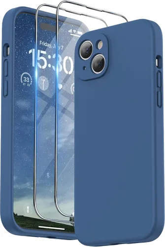 Miniatura 9 de SURPHY Funda diseñada para iPhone 15 Plus con protector de pantalla y cordón, correa de teléfono y funda de silicona líquida para teléfono