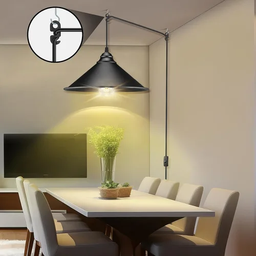 Miniatura 2 de LYOOWNG Lámpara colgante con enchufe, luces colgantes más grandes con cable enchufable con interruptor de encendido/apagado, lámpara colgante