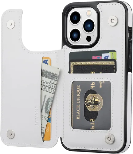 Miniatura 3 de Funda tipo cartera compatible con iPhone 13 Pro de 6.1 pulgadas, funda protectora delgada con tarjetero, piel sintética de alta calidad, ranuras