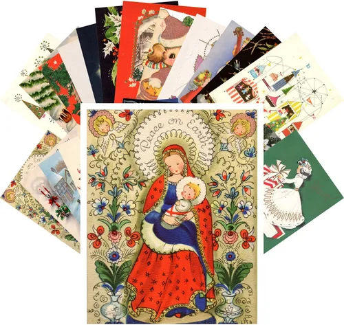 Miniatura 10 de PIXILUV Paquete de Tarjetas Postales 24 piezas - Tarjetas de Felicitación Vintage de Navidad con Santa - Reedición