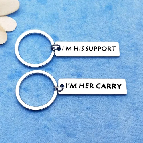 Miniatura 4 de Regalos para parejas, juego de llaveros para él y ella, regalo de San Valentín, regalo de San Valentín, llavero con texto en inglés "I'm Her Carry