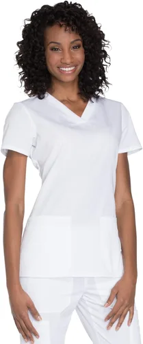 Cherokee WW645 - Camiseta médica con cuello en V para mujer, moderna y clásica, con 3 bolsillos, lazo para instrumentos y tela resistente a la