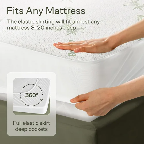 Miniatura 5 de Protector de Colchón de bambú impermeable tamaño Individual 39x75 pulgadas, no ruidoso, transpirable, peluche muy absorbente, extra profundo, se