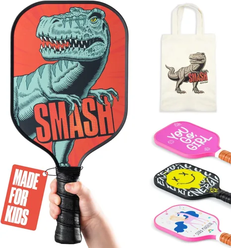 Sportbit Kids Pickleball Paddles Set of 1 or 2 - Child Size Pickleball Paddle for Kids Small and Lightweight - Carbon Fiber Youth Pickleball Paddle