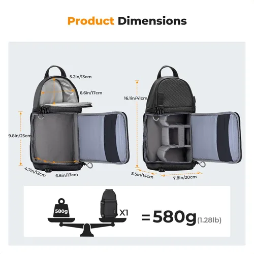 Miniatura 7 de K&F CONCEPT Bolso de Hombro para Cámara Bolso Bandolera para Cámara Mochila para Cámara DSLR/SLR/Sin Espejo para Fotografía Compatible