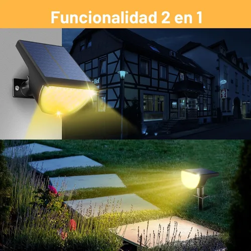 Miniatura 4 de GKGG Luces solares para exteriores, impermeables, IP65, 76 LED, 3 modos de iluminación, focos solares para exteriores, patio, jardín, paisaje