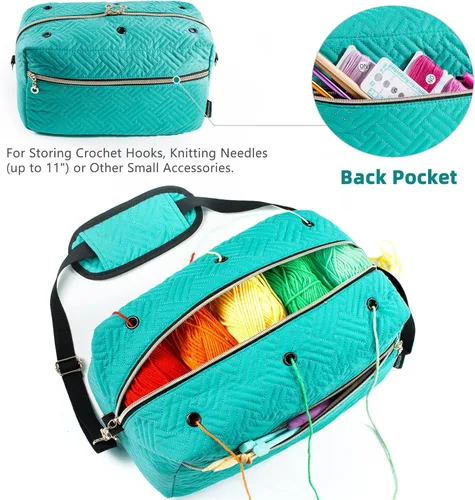 Miniatura 4 de MYBAGZING Organizador de bolsas de ganchillo - Bolsa de tejer - Organizador de almacenamiento de hilo - Bolsa de hilo para ganchillo - Soporte
