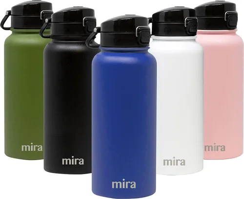 Miniatura 15 de MIRA - Botella de agua de acero inoxidable con tapa y popote sin BPA; cuenta con aislamiento al vacío que mantiene el frío durante 24 horas