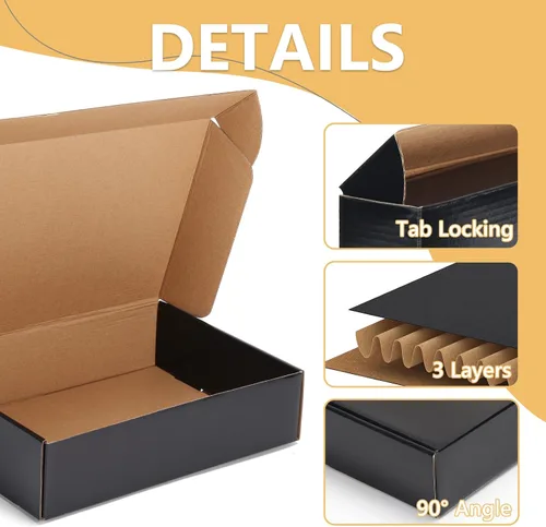 Miniatura 3 de EXYGLO Paquete de 40 cajas de envío de 6 x 4 x 3 pulgadas, cajas de cartón corrugado negras para embalaje de pequeñas empresas, mudanza, envío