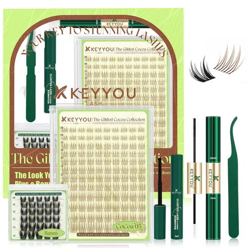 Miniatura 16 de KEYYOU Extensiones de pestañas de Velure color marrón Venus Natural Wispy C Curl Manga de 0.315-0.630 pulgadas con banda invisible suave