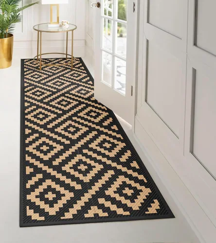 Miniatura 34 de GENIMO Alfombra de exterior impermeable de 5 x 8 pies, alfombras reversibles, alfombra de área, alfombra de plástico para exteriores, alfombra Negro