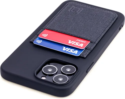 Miniatura 14 de Dockem Funda tipo cartera para iPhone 13 con carcasa de silicona líquida, placa de metal integrada para montaje magnético y 2 bolsillos para Negro