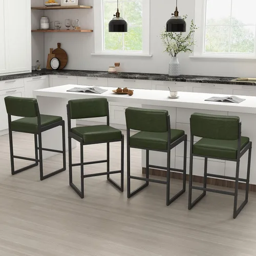 Miniatura 41 de SAECKBERG Taburetes de bar modernos de altura de mostrador, sillas de barra de 26 pulgadas de altura con respaldo, taburetes tapizados, taburetes