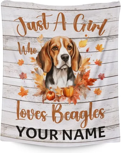 Miniatura 18 de Manta personalizada con nombre Beagle, suave, mullida y cálida, manta de 50 x 60 pulgadas, para cama, sofá, blanco, bonito regalo para niñas y niños